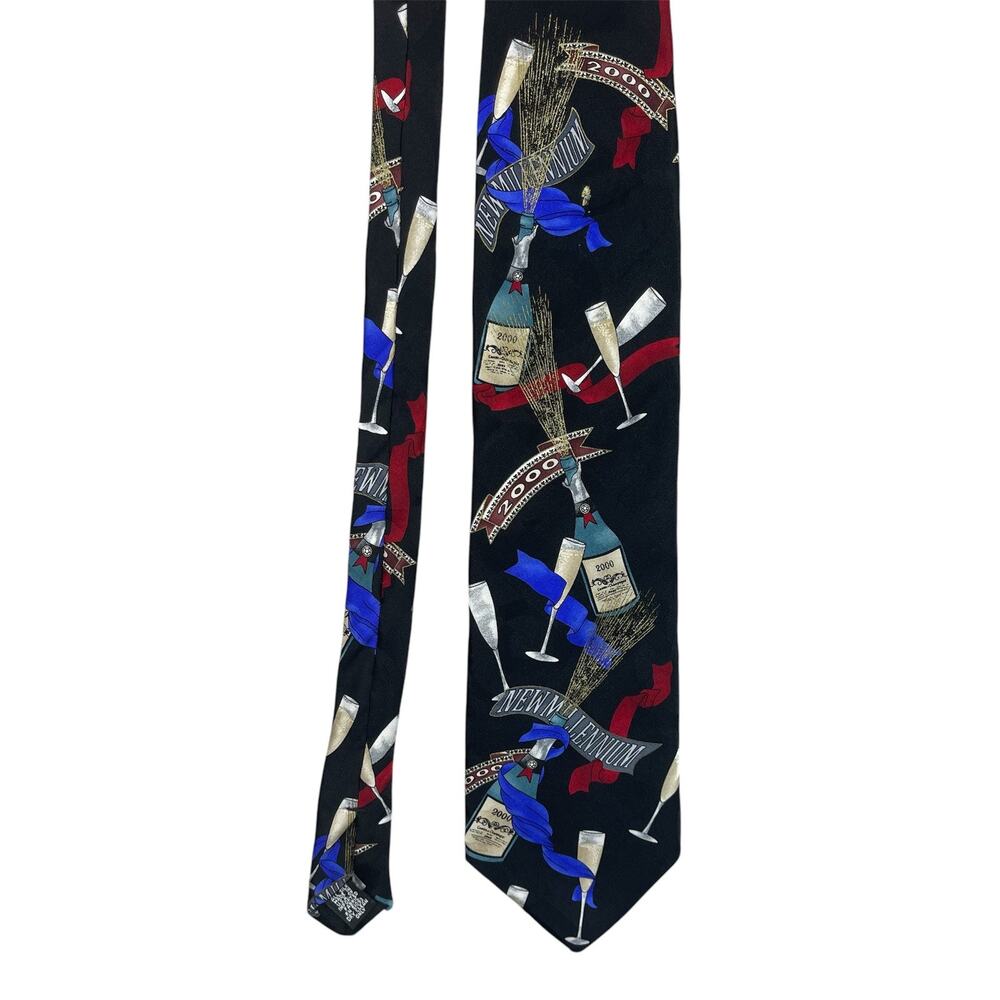 Vintage 2000 U.S Historical Society Silk Tie Y2K Millenium Champagne New Year